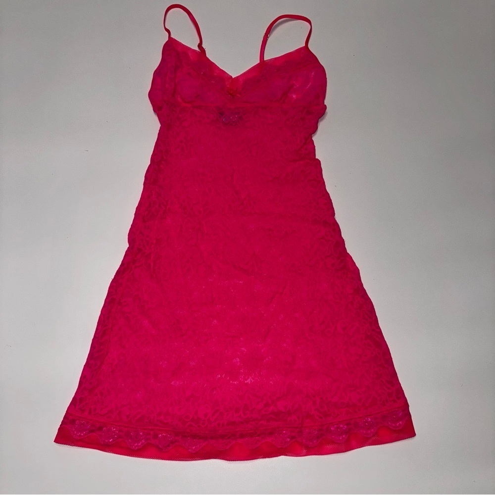 Victoria’s Secret Lace Slip Dress Hot Pink Lacie size Sheer Slip Dress size S
